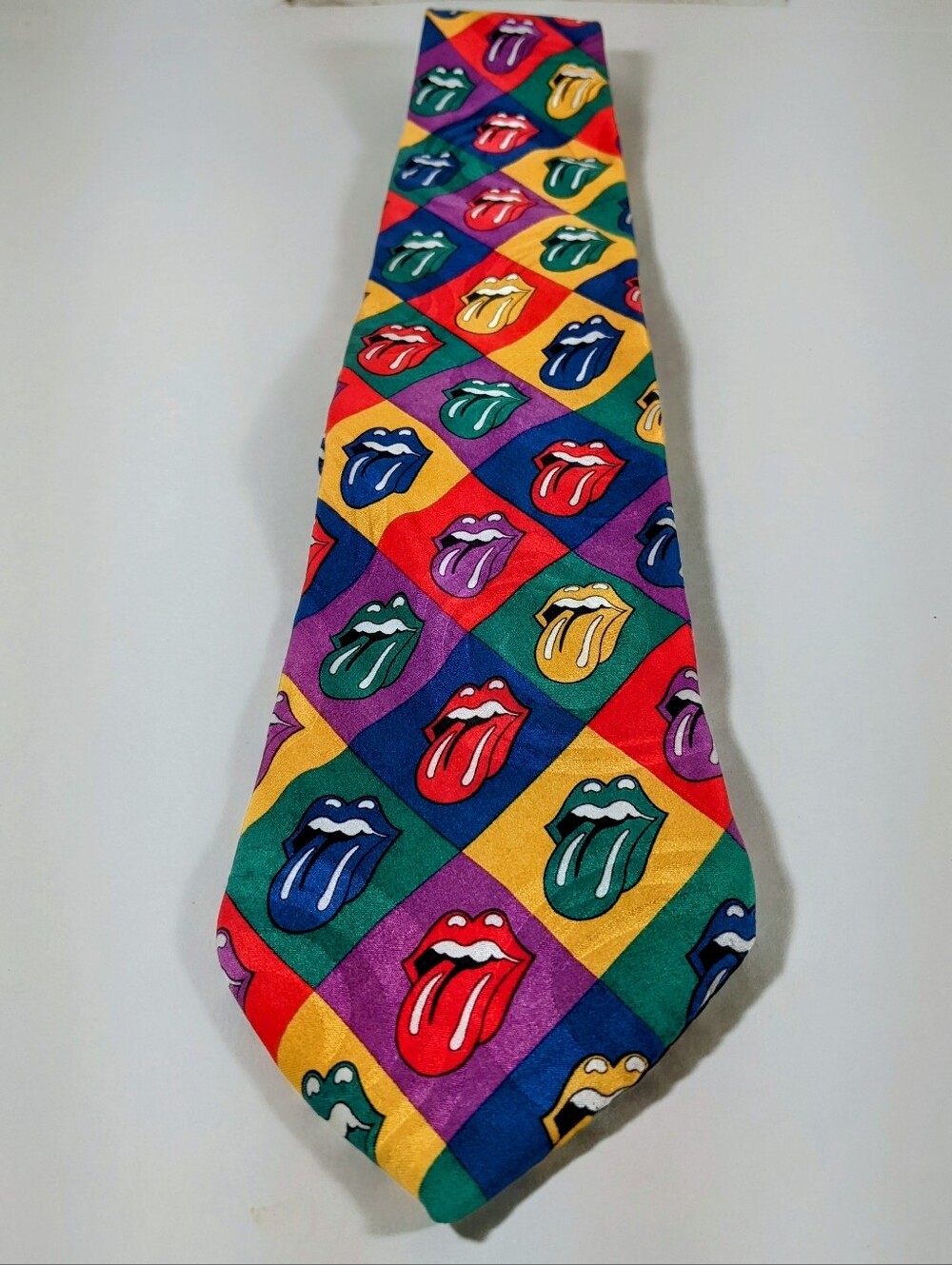 Rolling Stones Multi-Colored Tongue Logo Necktie By Ralph Marlin.